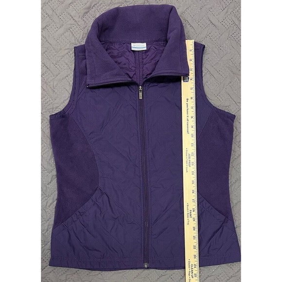 Columbia Vest Womens Medium Purple Fleece Quilted Full Zip Sleeveless Pockets - Picture 3 of 10